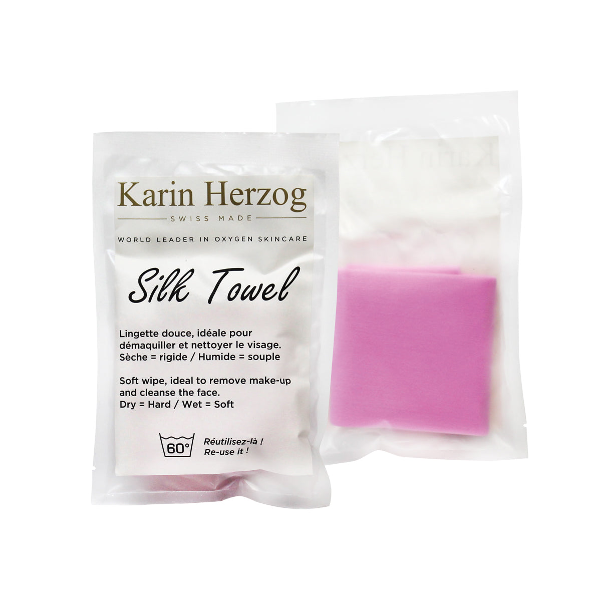 Karin Herzog Pink Silk Towel 7.5 x 7.5 inches Karin Herzog